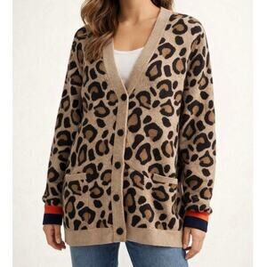 Womens Kule Leopard Button Front Cardigan Size M EUC!